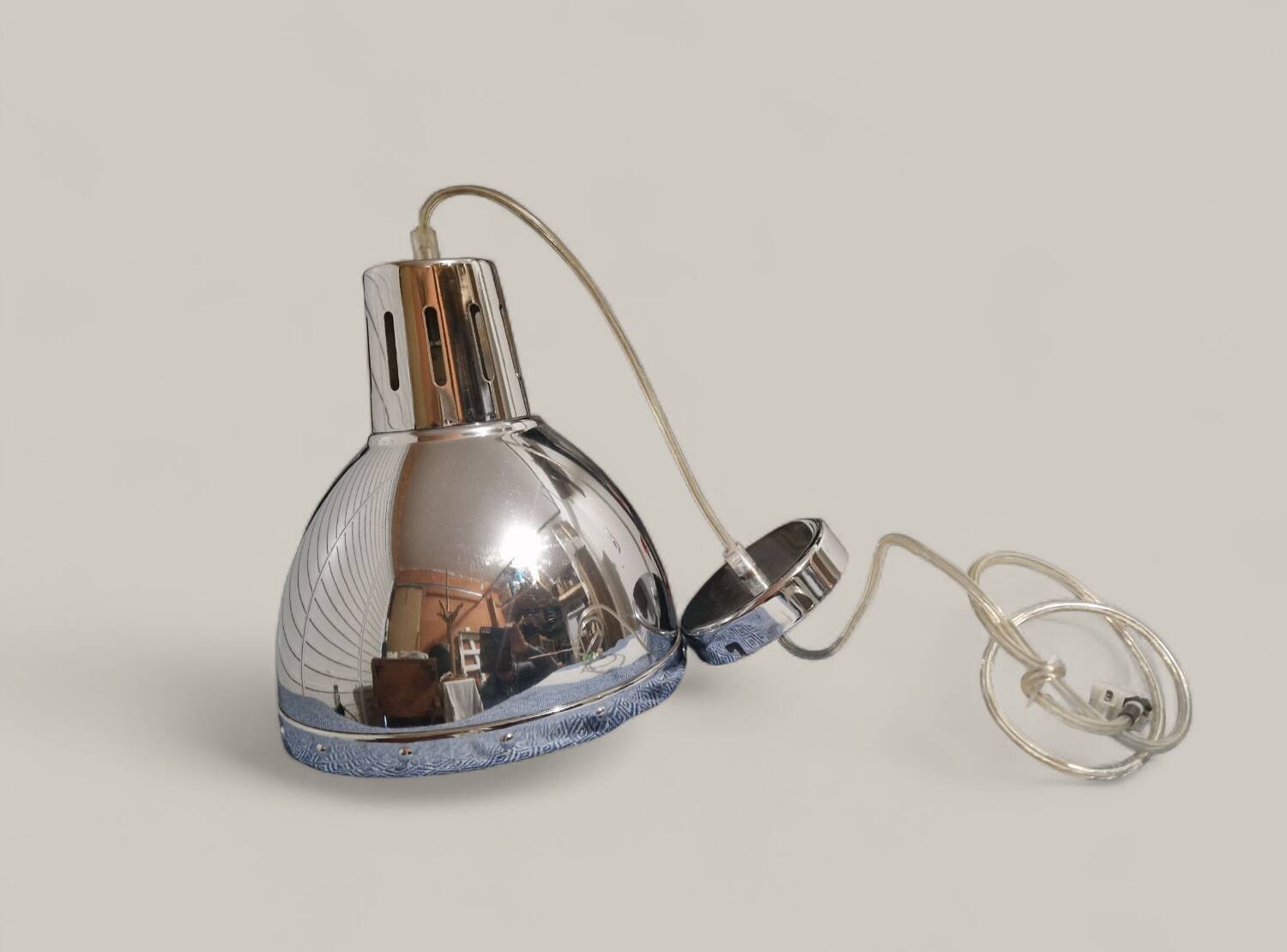 Vintage industrial pendant light - Polished chrome metal