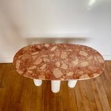 Pink marble and concrete coffee table