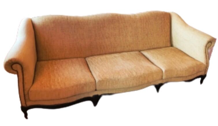 3-seater Louis XV style sofa in off-white cream fabric