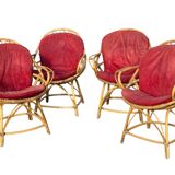 Set of 4 rattan armchairs from the 1960s, France.