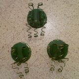 3 appliques "ressorts" vintage en laiton peint 2 feux