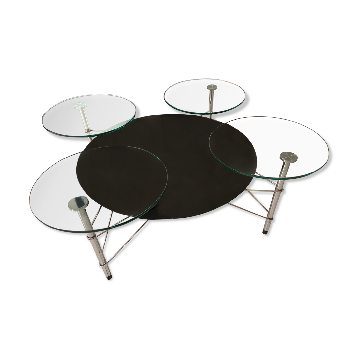 Black and transparent glass coffee table - 1990 - Michel Boyer