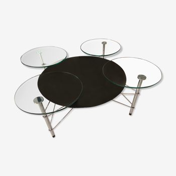 Black and transparent glass coffee table - 1990 - Michel Boyer