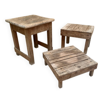 Lot de 3 tabourets ancien