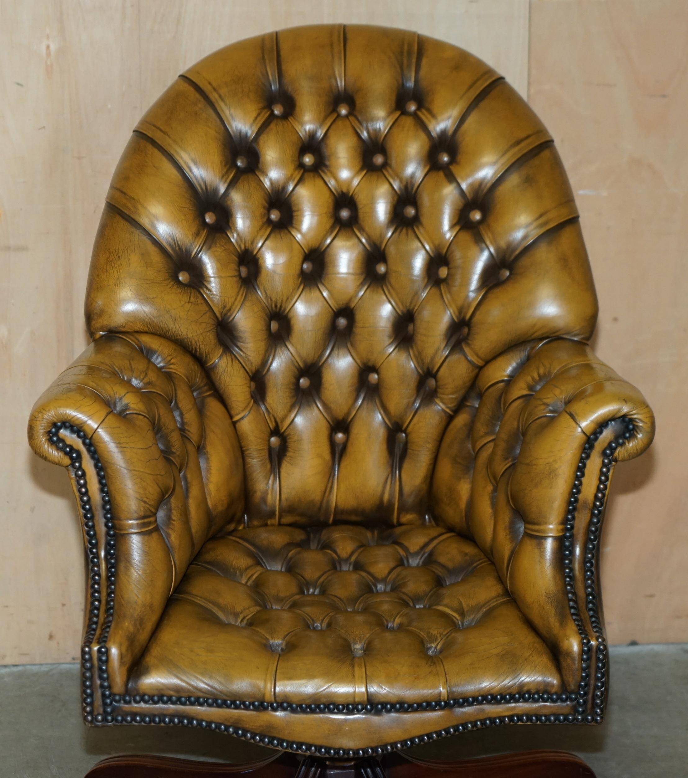Vintage Leather Chesterfield Director's Armchair