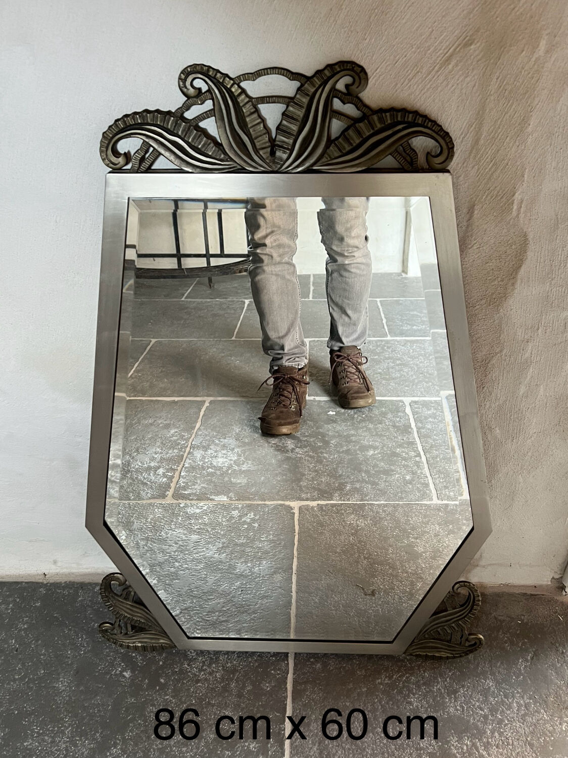 Art Deco mirror in nickel-plated bronze