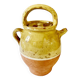 Cruche / chevrette en céramique vernissée jaune, avec couvercle