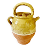 Cruche / chevrette en céramique vernissée jaune, avec couvercle