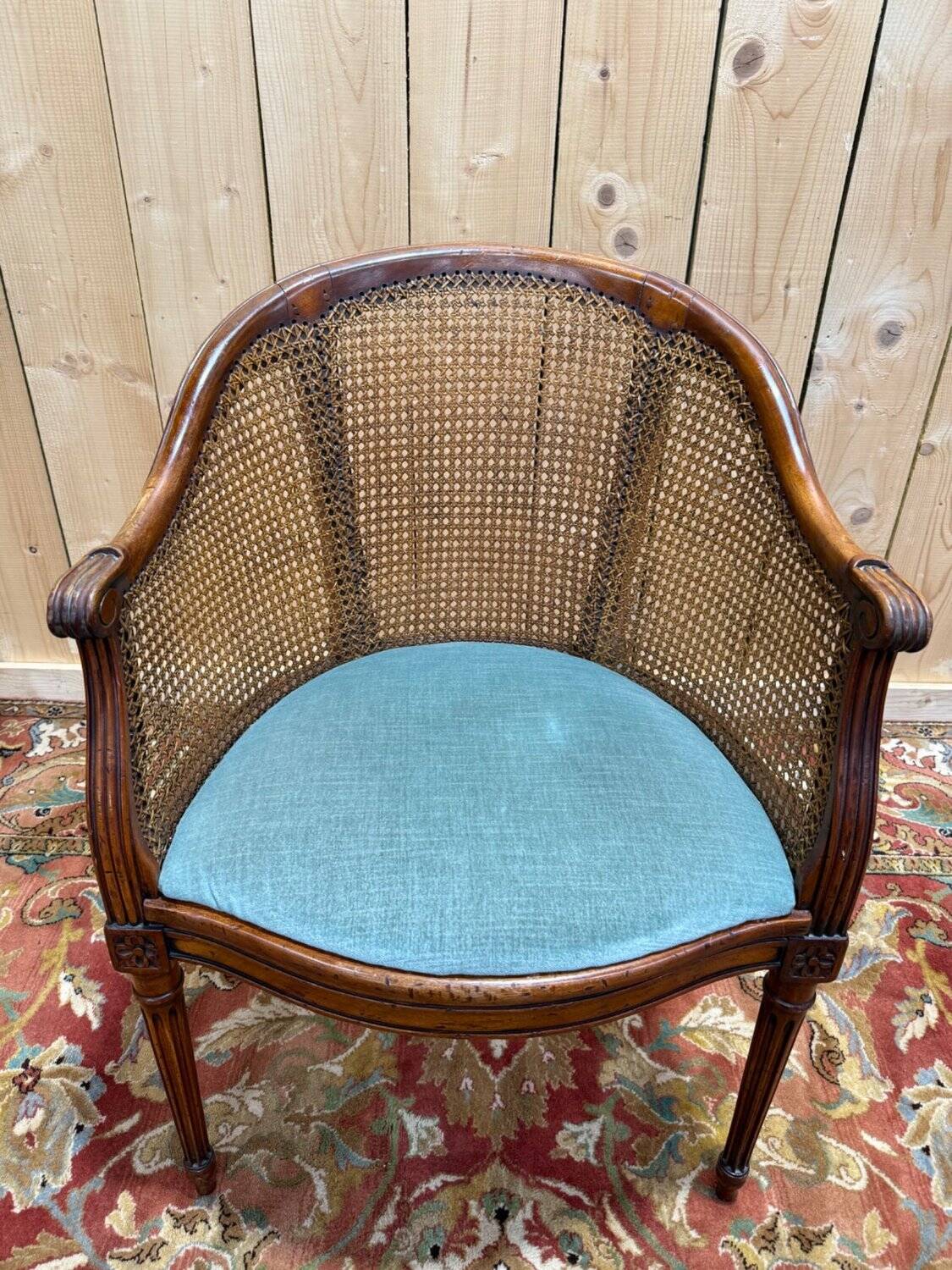 Caned office chair – Louis XVI style – Stained wood – 19th century