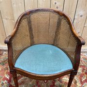 Fauteuil de bureau canné – Style Louis XVI – Bois teinté – XIXe siècle