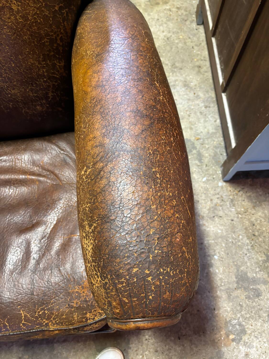 Old leather club chair