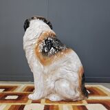 Life sized Vintage glazed terracotta St bernard dog sculpture, 1960s