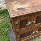 Storage unit, vintage icebox unit, wooden and zinc fridge unit, bar