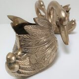 Two vintage solid brass brass zoomorphic pot pot cache