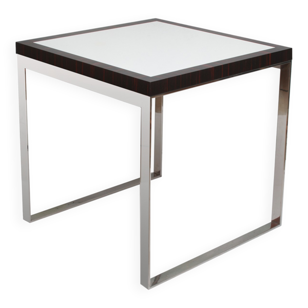 Table Cube en Bois de Rose Chromé 81 cm
