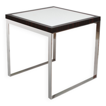 Table Cube en Bois de Rose Chromé 81 cm