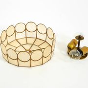 Beautiful round Mid-Century Modern ceiling or wall lamp made of Capiz