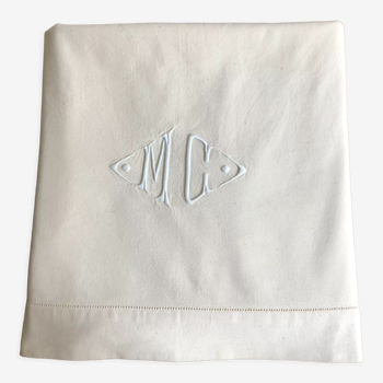 Drap ancien métis monogramme