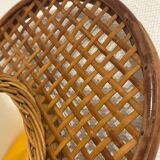 Vintage rattan tennis racket mirror
