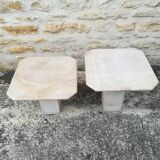 Nesting coffee tables in natural travertine