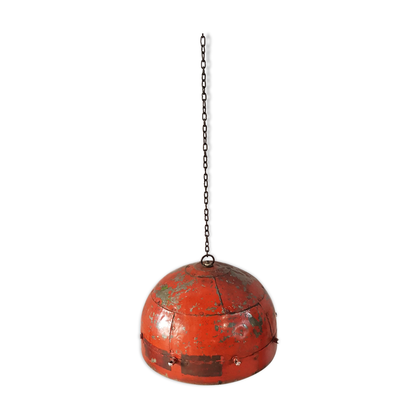 Old red ceiling light with 60 cm metal chain