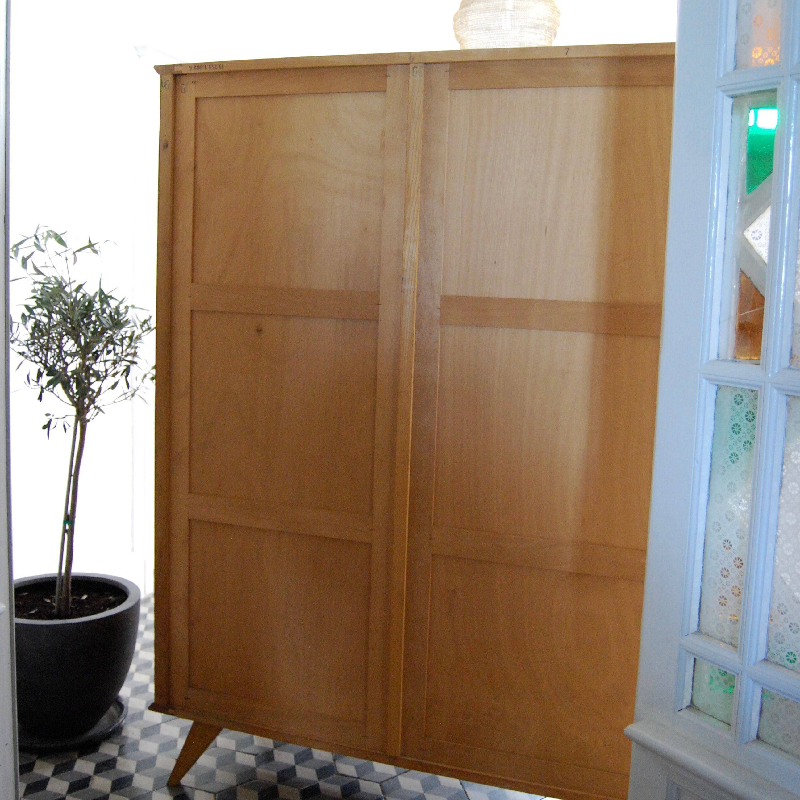 Cabinet vintage wood and rattan