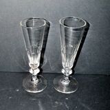 Lot de 2 flûtes à champagne ancienne en cristal taillé de Baccarat 1900