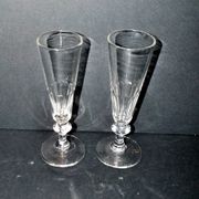 Set of 2 antique cut crystal champagne flutes from Baccarat 1900