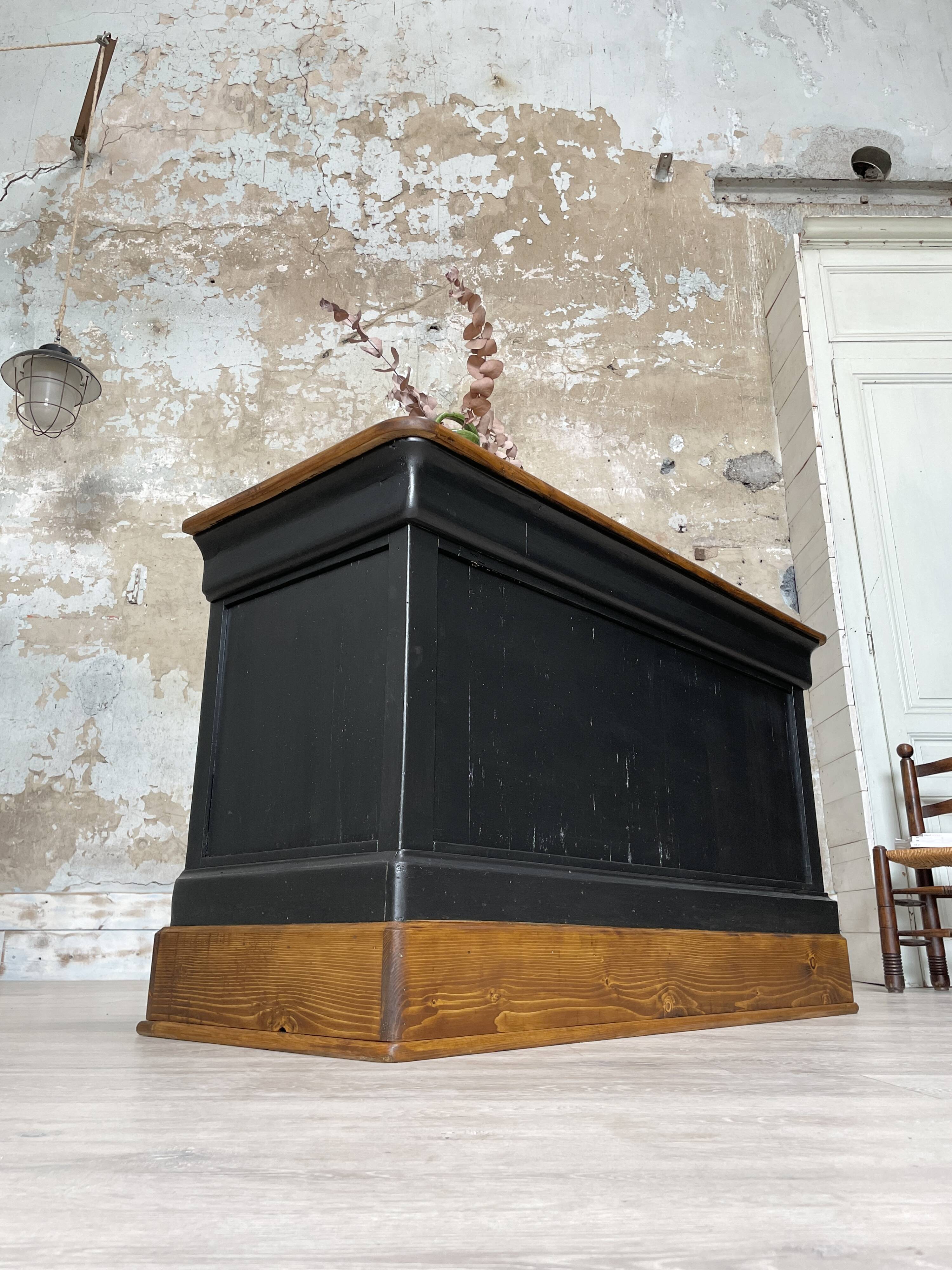 Solid wood box counter.