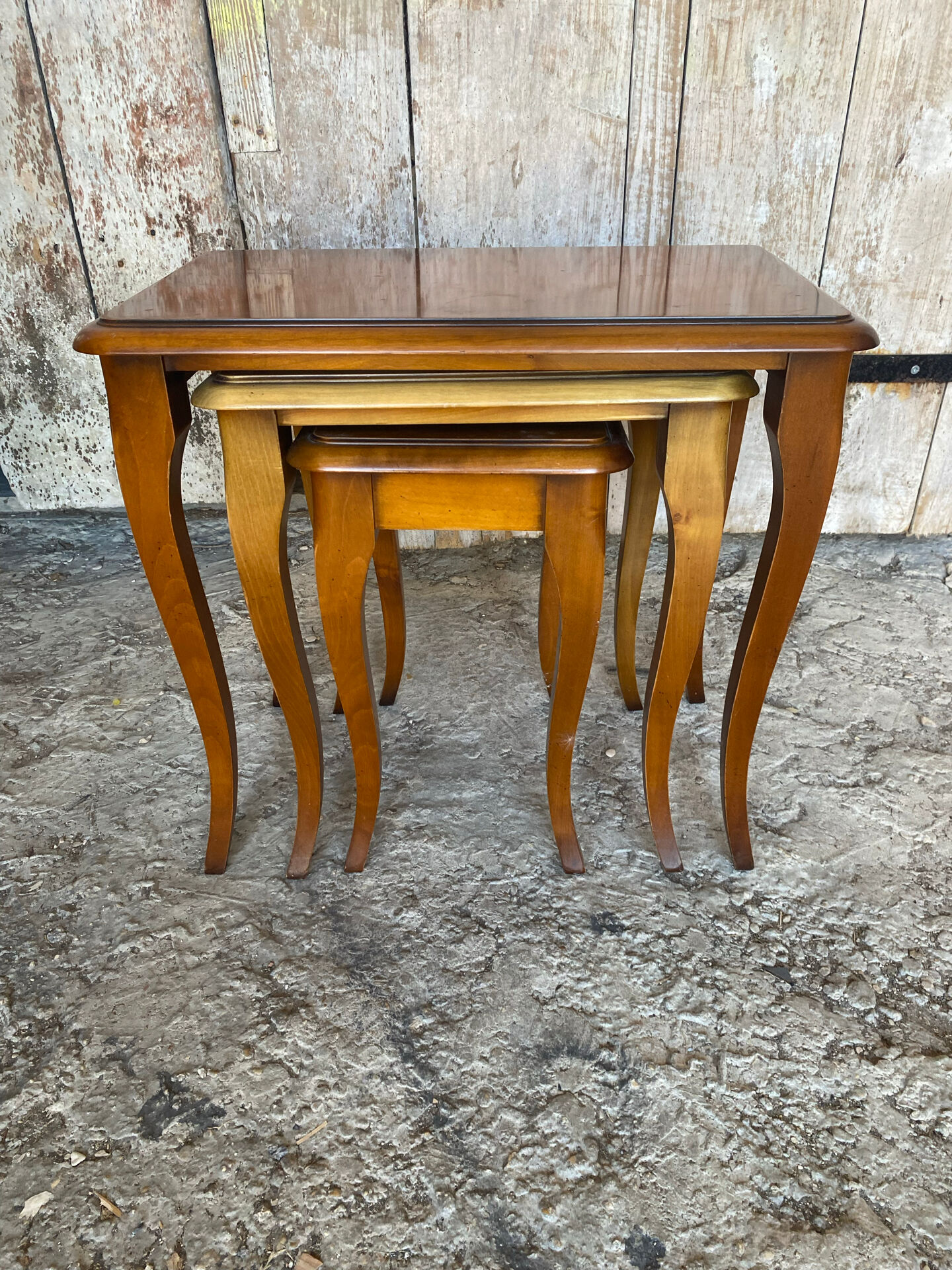 Set of 3 vintage louis xv style nesting tables