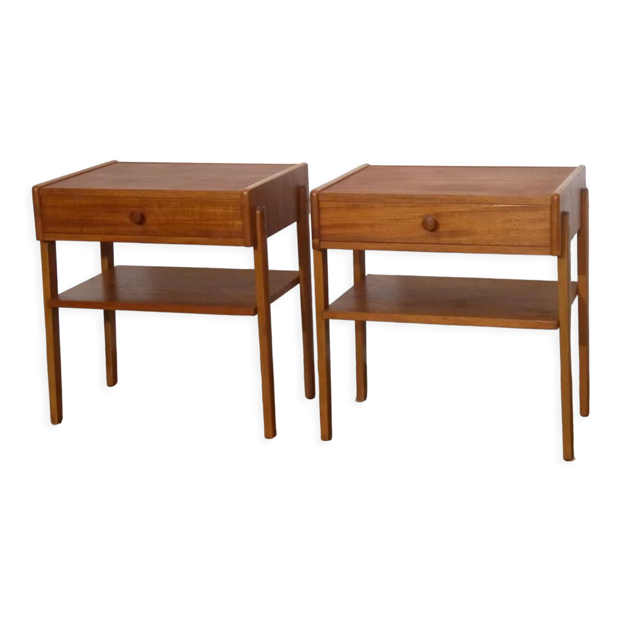 Pair of vintage Scandinavian teak bedside tables 1960