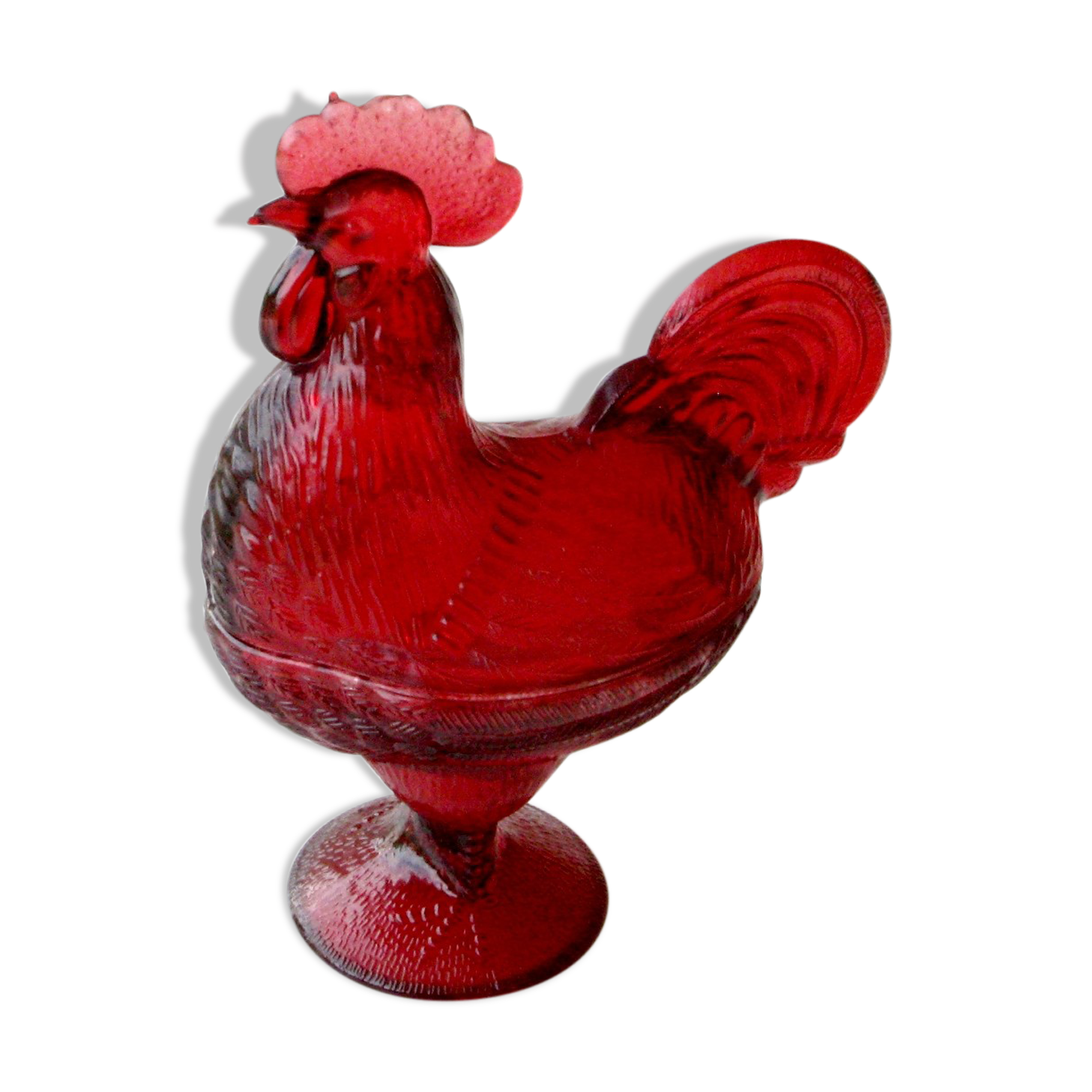 Old candy or sugar maker in red glass