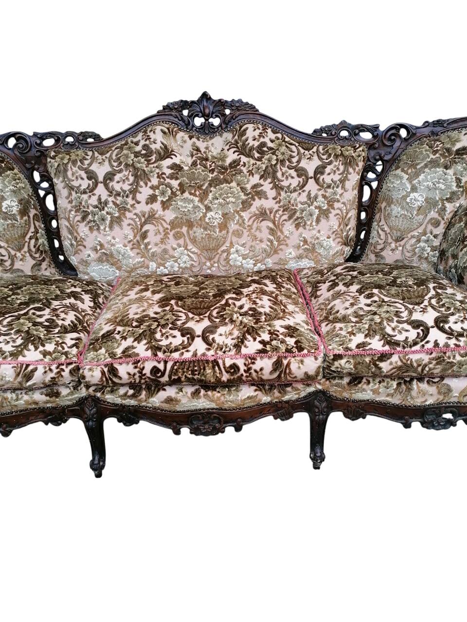 Divano et poltrone en style baroque piémontais en legno intagliato a mano e