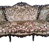 Divano et poltrone en style baroque piémontais en legno intagliato a mano e