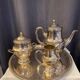 Antique 4-piece tea service silver metal louis xv style godron decor
