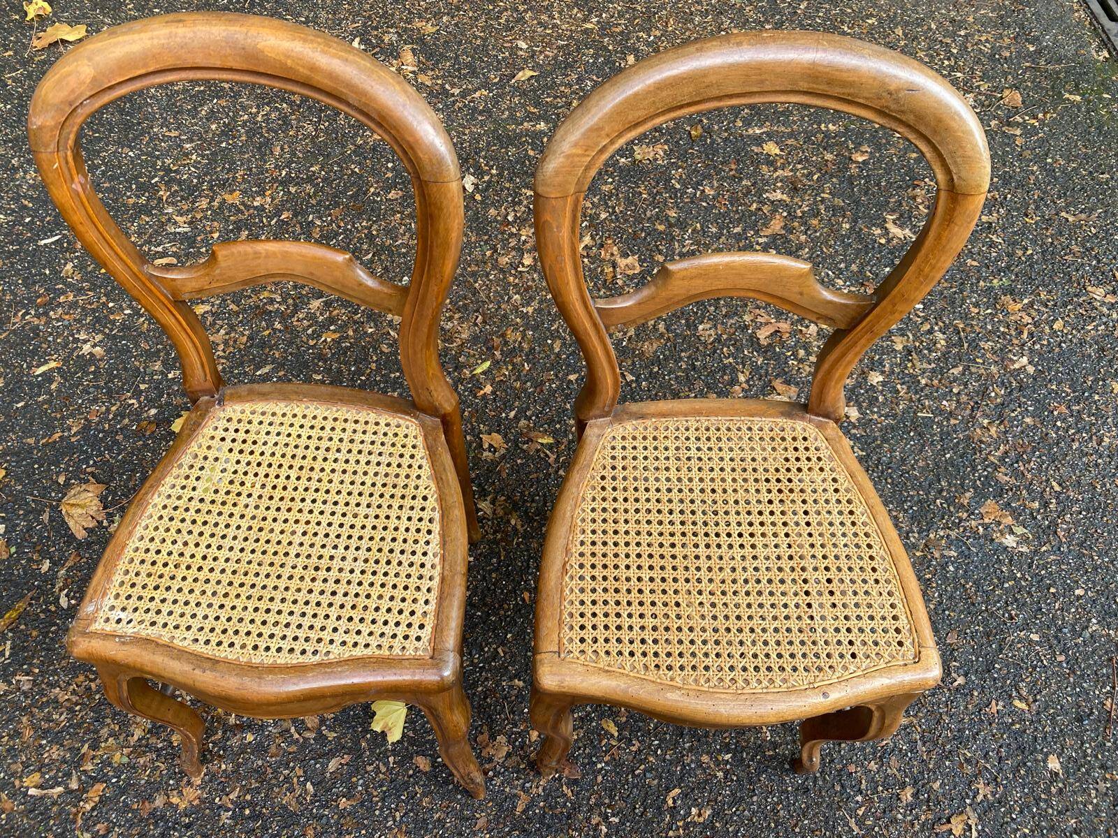 2 Louis Philippe caned chairs in solid wood from the 20th century