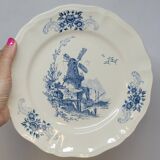 8 Large Vintage Sarreguemines Flanders and Surrey Dinner Plates, White Decor