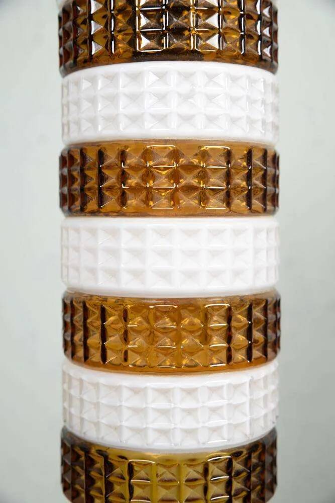 Vintage glass suspension, amber glass cylinder, pendant lamp.