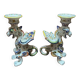 Griffon candlesticks in Old Rouen earthenware