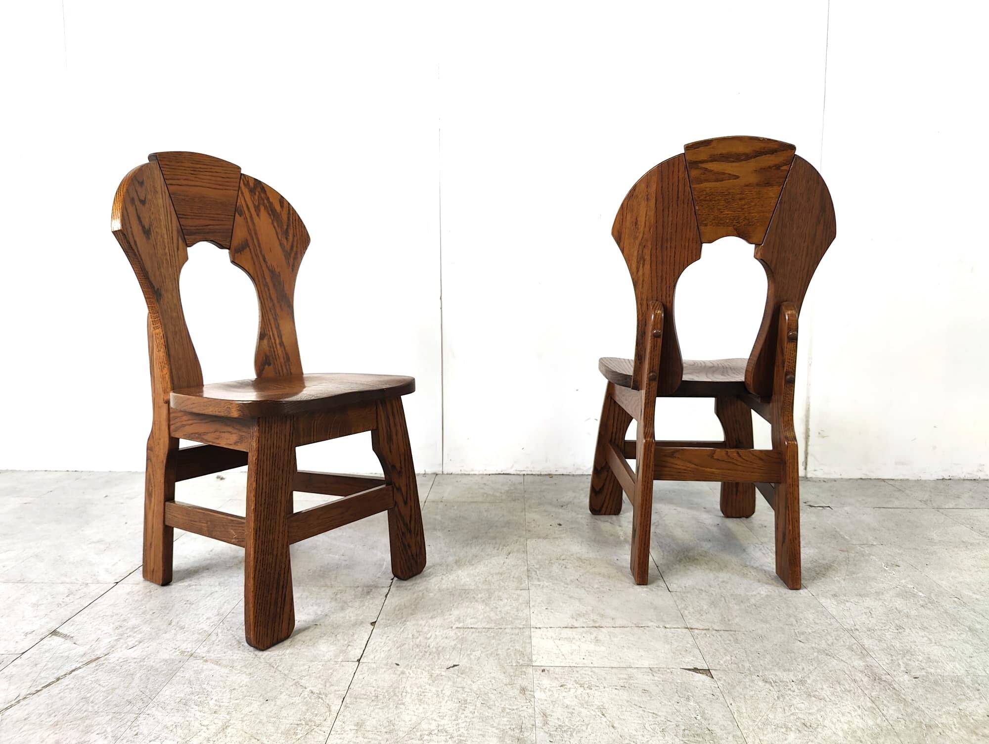Vintage brutalist dining chairs, set of 6 - 1960s