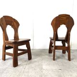 Vintage brutalist dining chairs, set of 6 - 1960s