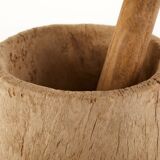 Ancien mortier en bois avec pilon - H.30cm