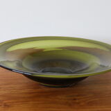Green blown glass dish