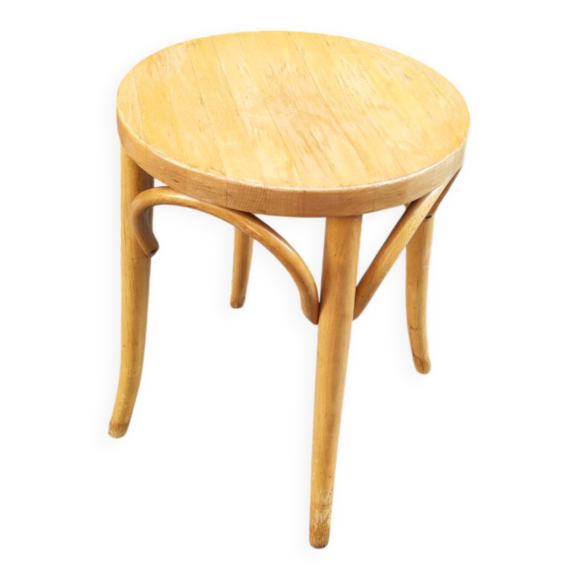 Vintage curved wooden stool