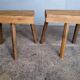 Pair of low stools in old patinated solid wood