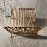 Rattan magazine rack from the 60s