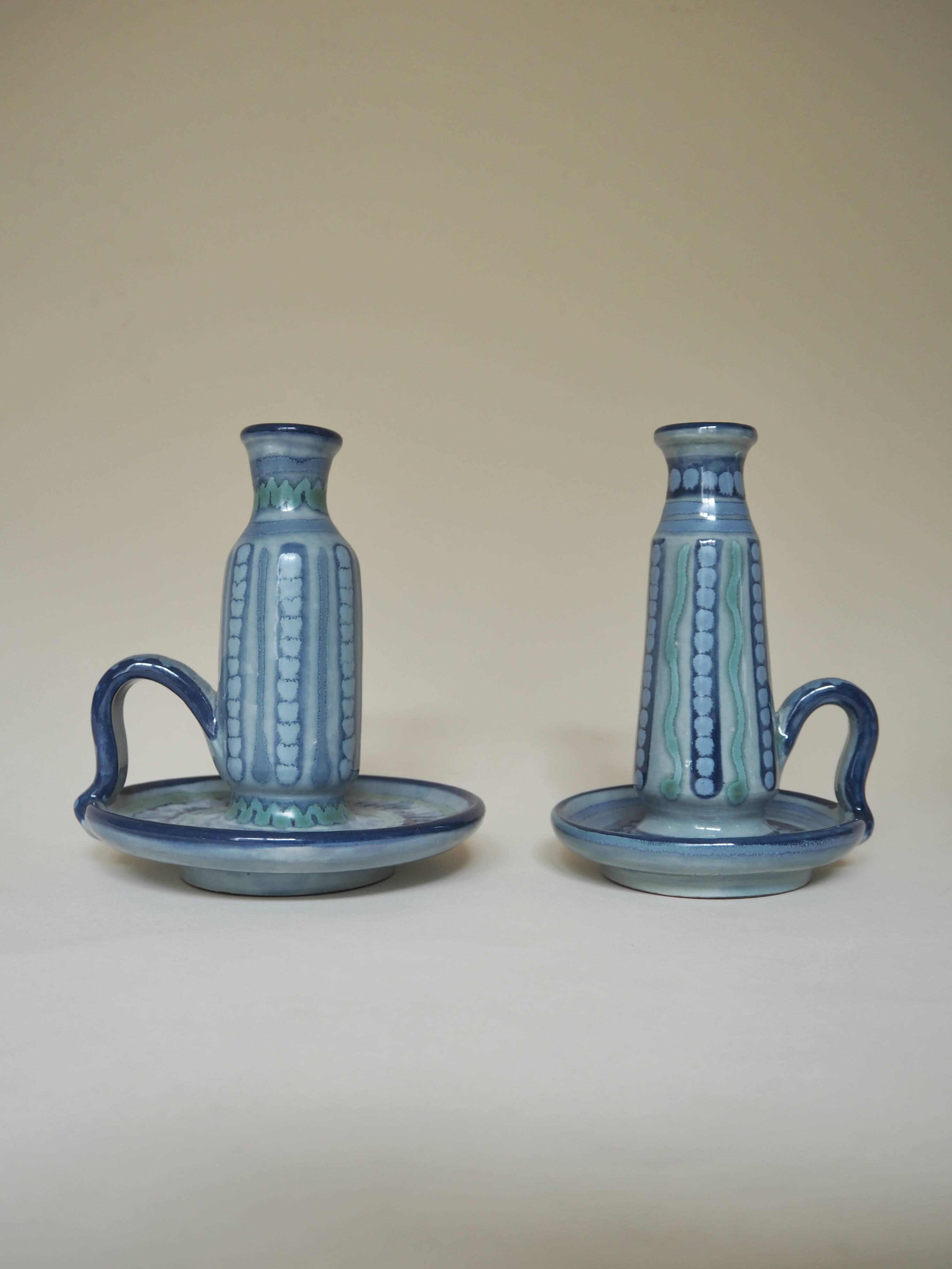 Pair of glazed ceramic candle holders Vilà Clara
