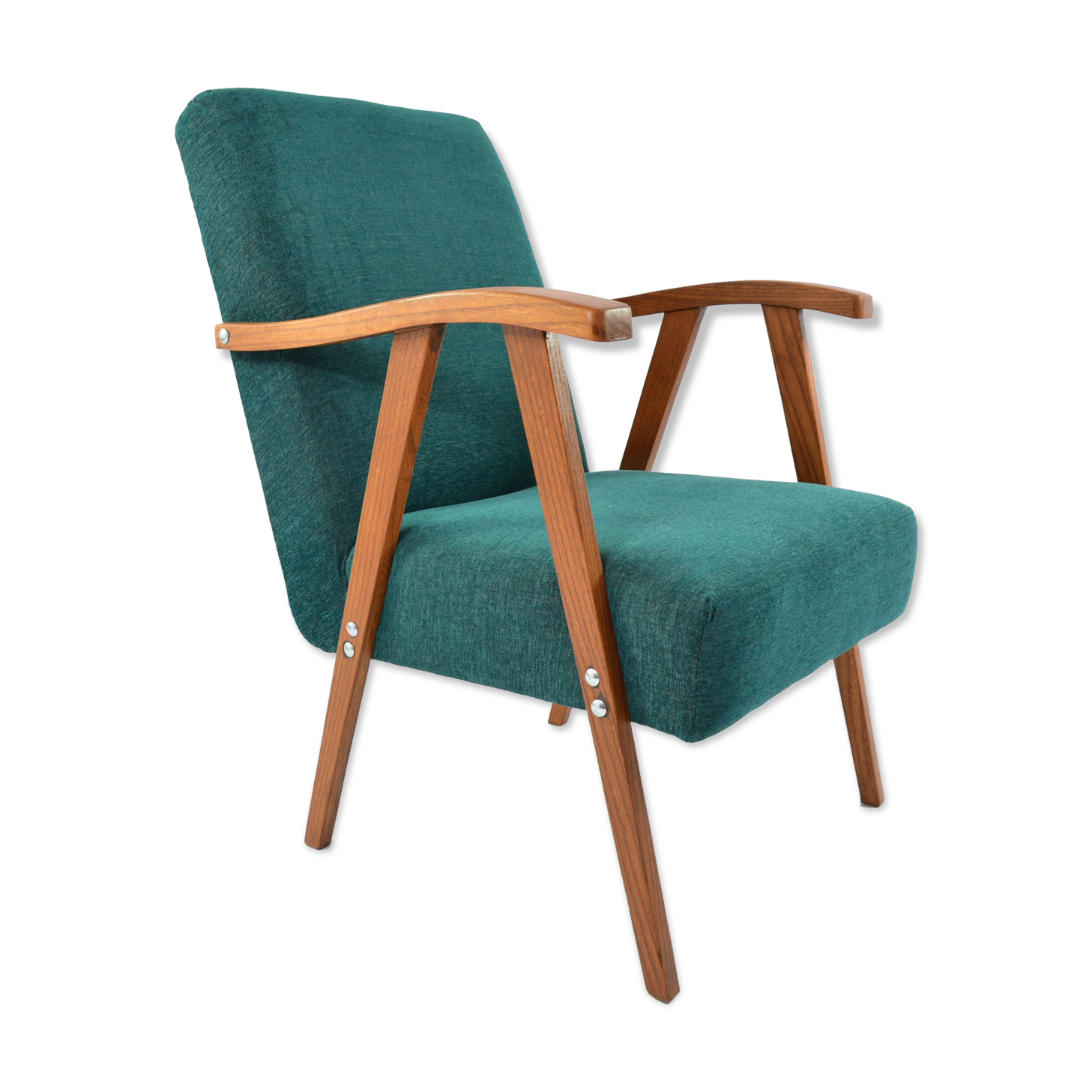 Green curved armchair