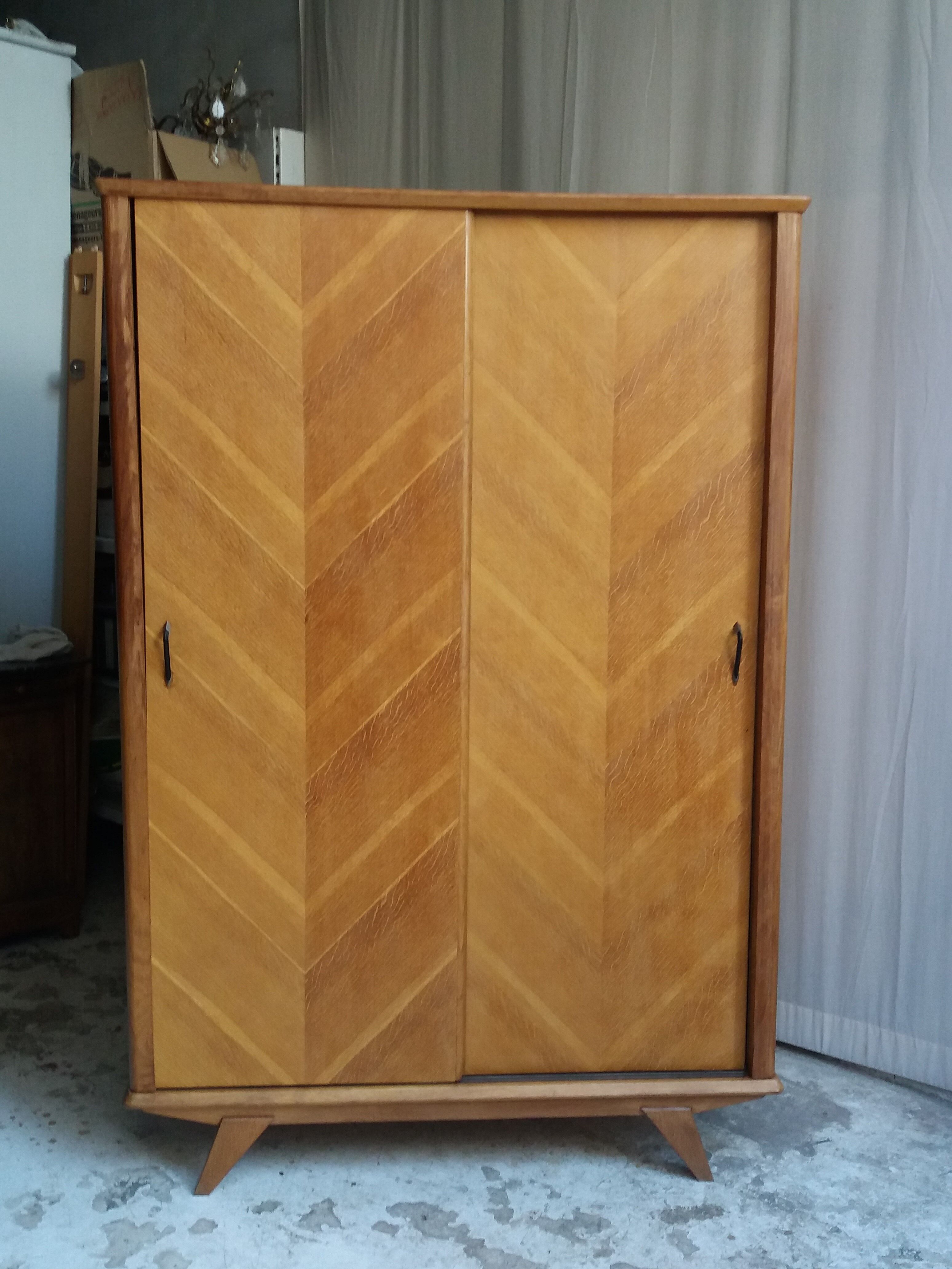 Vintage wardrobe with 2 sliding doors
