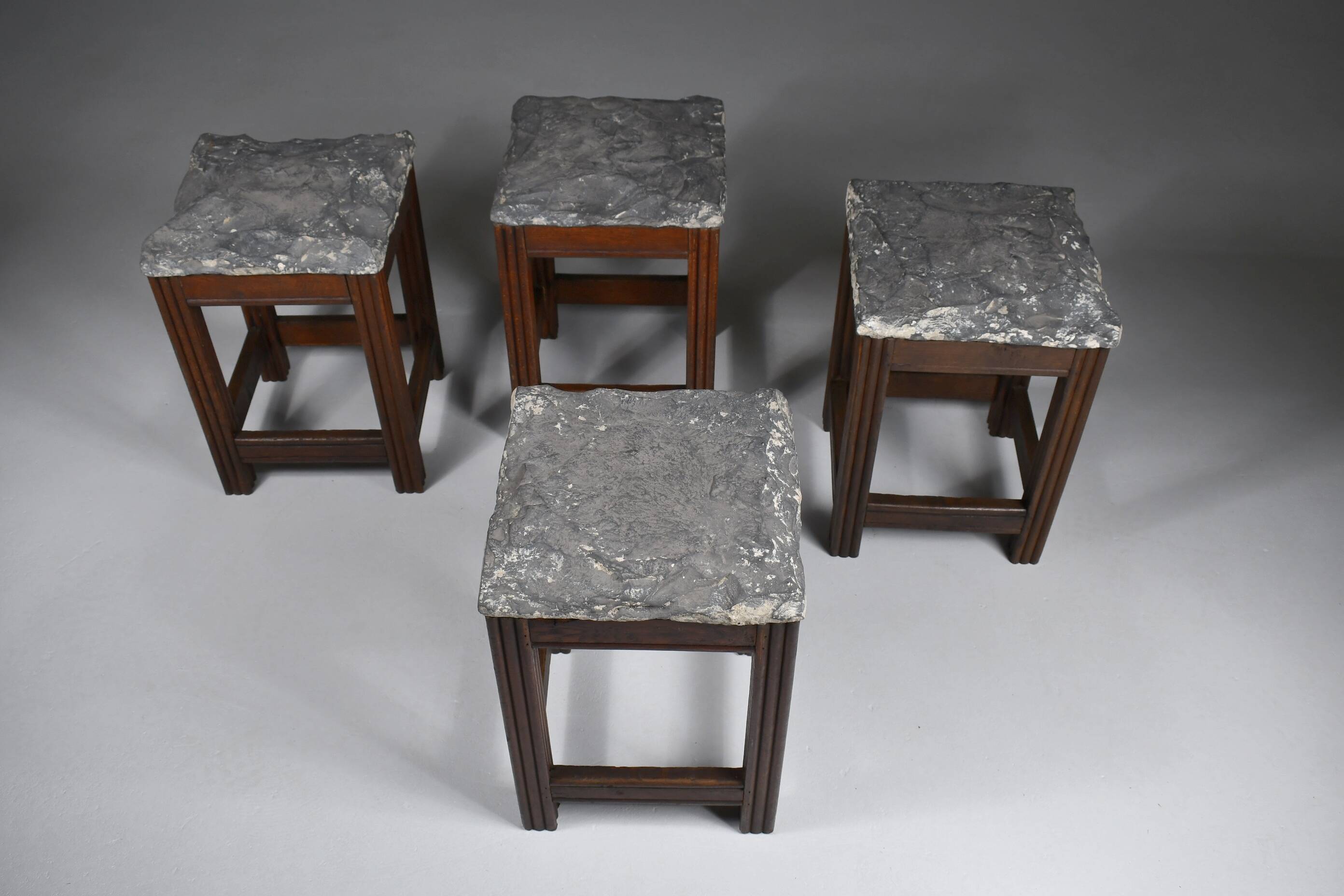 Tabourets vintage en pierre et bois x 4